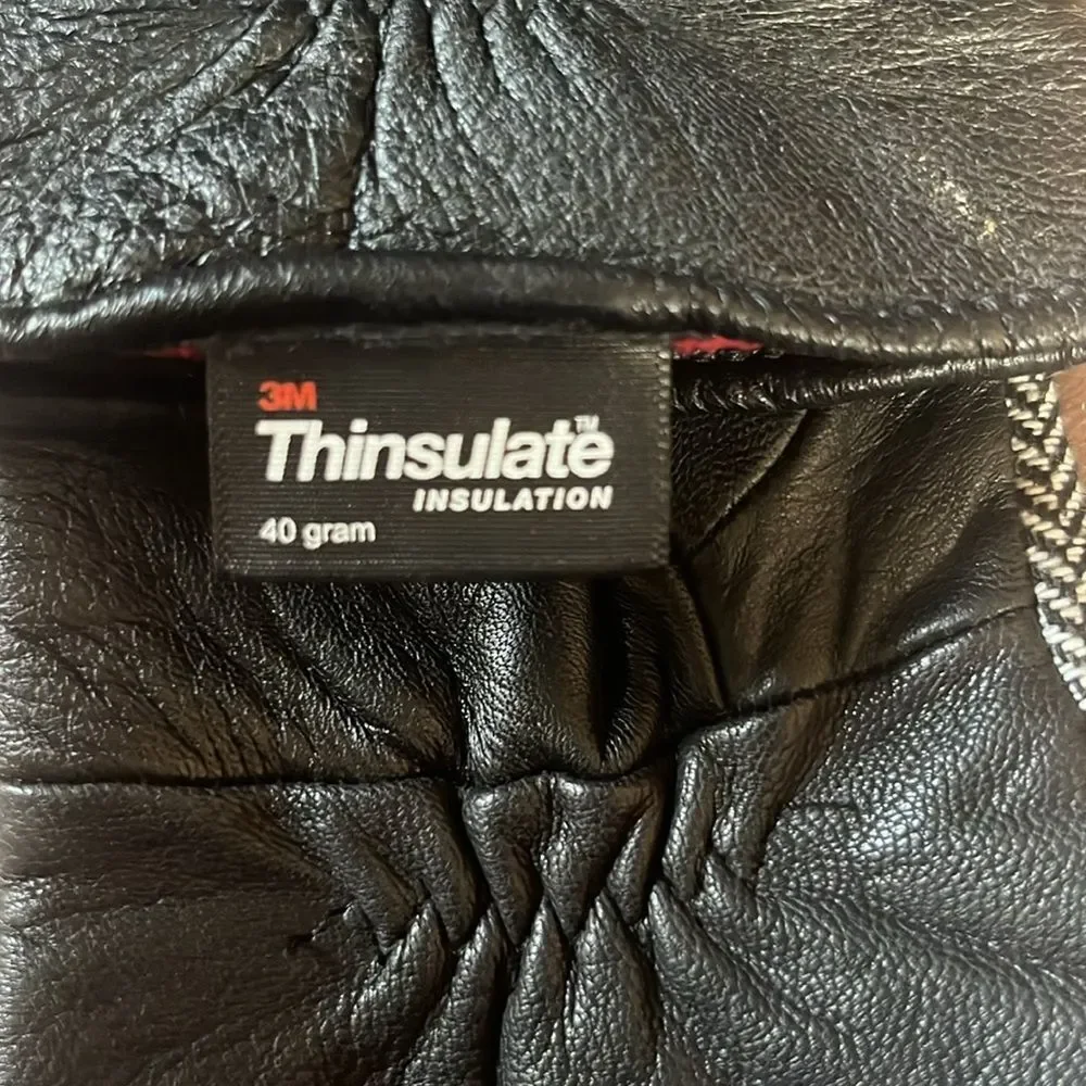 Leather Herringbone Insulated Gloves